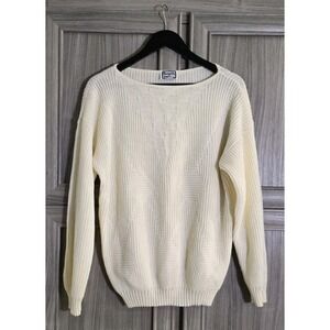 Vintage Keneth Too Plus Womens Pullover Sweater L/XL  Cable Knit  Ivory